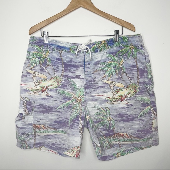 Polo Ralph Lauren Mens Swim Trunks Board Shorts Palm Tree Beach Hawaiian Surfer - Picture 12 of 12